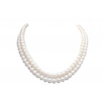 Necklace 2 Line Strand String Beaded Women Freshwater Pearl Stone Beads B272